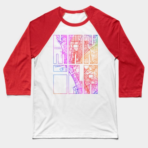 Manila, Philippines City Map Typography - Colorful Baseball T-Shirt by deMAP Studio